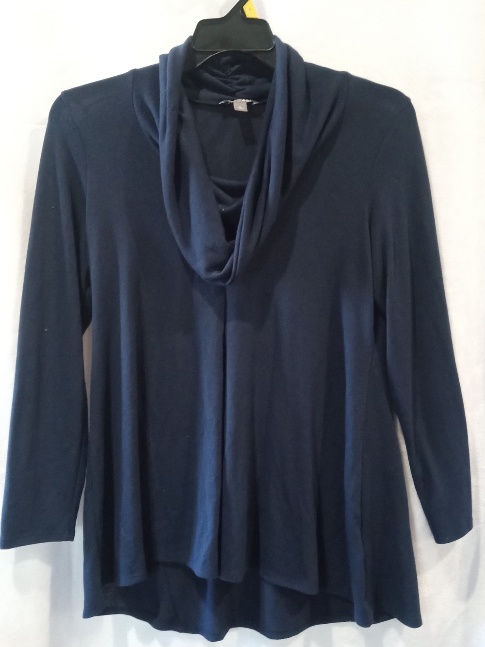 Roz & Ali Navy Draped Cowl Neck Sweater